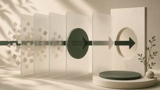 A single clear focal object emerging through translucent layers